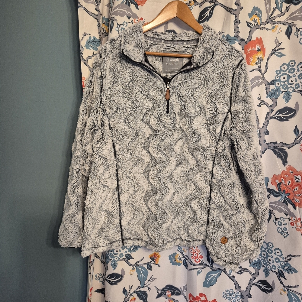 Simply Southern Fuzzy Gray Pullover